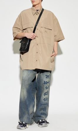 Balenciaga Oversize Shirt With Pockets, Mens, Beige