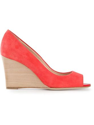 Tod's wedge pumps - women - Suede/Calf Leather/Calf Leather - 38.5 - Red
