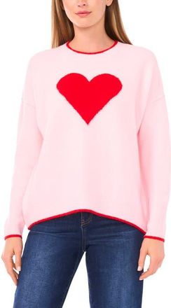CeCe by Cynthia Steffe Heart Graphic Sweater in Pink Horizon at Nordstrom, Size Xx-Large