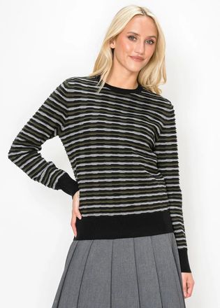 YAL New York Ribbed Stripe Knit Top, Olive Multi
