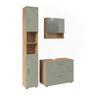 Vicco Juego De Muebles De Ba&ntilde;o De 3 Piezas Irma, Verde Salvia, 3 Partes, Vicco