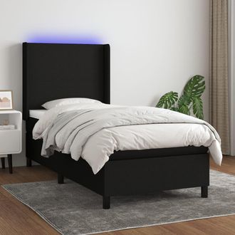 vidaXL Vidaxl - Cama Box Spring Colch&oacute;n Y Luces Led Tela Negro 100x200 Cm