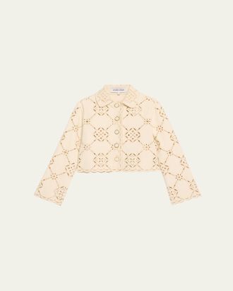 Veronica Beard Adelaide Scalloped Eyelet-Embroidered Jacket