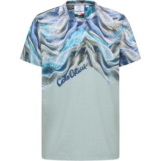 Carlo Colucci Kunstmatige Gebreide T-shirt - Heren - T-shirts - Blauw - M - Katoen - Tops