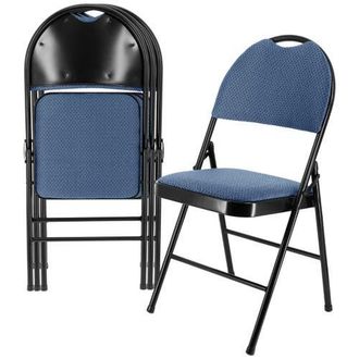 Elama 4 Piece Metal Folding Chair with Padded Seats in Blue at Nordstrom