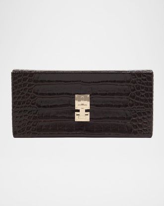 Tom Ford T-Latch Glossed Croc-Effect Leather Clutch Bag