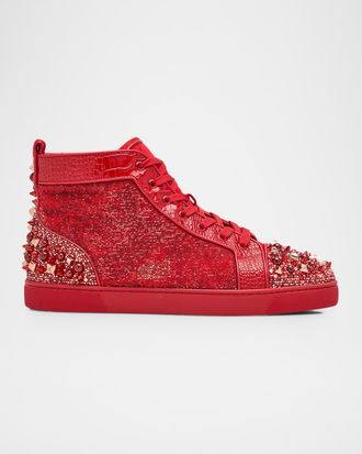 Christian Louboutin Men & apos;s Supertracks Sequin Multi-Spike High-Top Sneakers