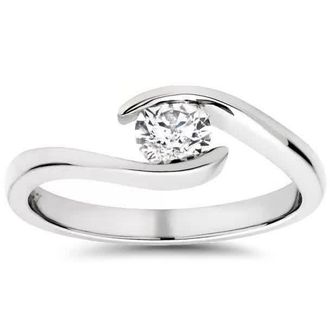 Pompeii3 1/3ct Round Diamond Solitaire Modern Engagement Ring 14K White Gold Size Selectable