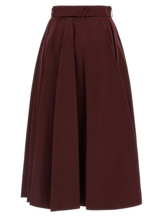 Burberry Double-Breasted Cotton Skirt - Burgundy