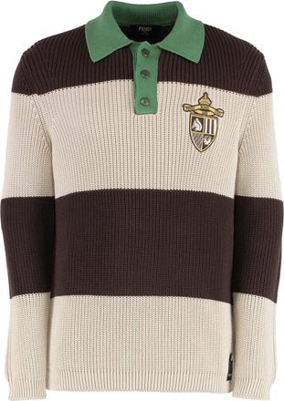 Fendi Truien & Vesten, Heren, Veelkleurig, M, Katoen, Gebreid katoenen poloshirt