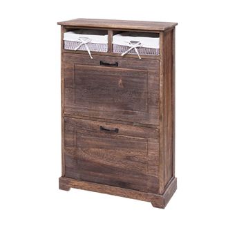 Hhg Hhg - Zapatero Volquete 670, Mueble Zapatero Zapatero, Madera Maciza Shabby Look Cesta Caj&oacute;n 100x60x24cm, Marr&oacute;n