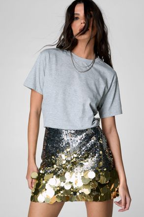NASTY GAL Womens Disc Sequin Ombre Mini Skirt - Gold - Size 6 UK