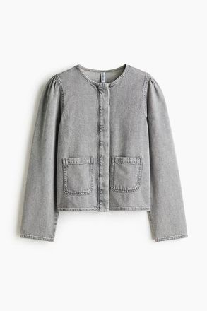 H&M Puff-sleeved Denim Jacket in Washed Gray at Nordstrom, Size X-Small