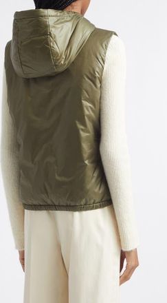 Moncler Lansette Hooded Down Vest in Green at Nordstrom, Size 2