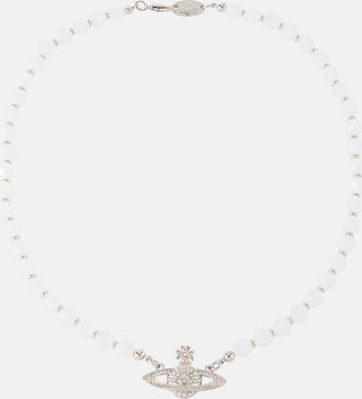 Vivienne Westwood Messaline platinum-plated crystal choker