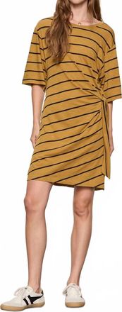 Sanctuary Easier Together Tie Knit Dress In Cumin/black Stripe