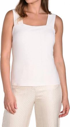 Frank Lyman Design Square Neck Knit Tank In Porcelain White