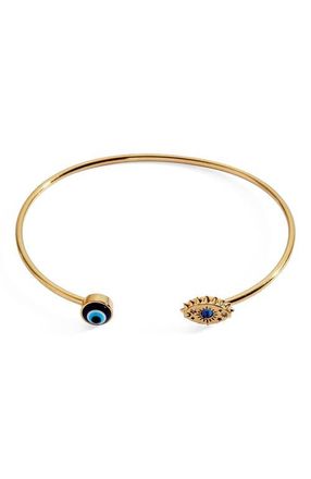 Alex and Ani Evil Eye Flex Cuff in Gold Blue at Nordstrom