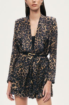 Nocturne Printed Leopard Belted Jacket in Multi-Colored at Nordstrom, Size X-Small Eu