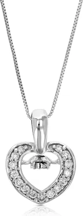 Vir Jewels 1/10 cttw Lab Grown Diamond Heart Pendant Necklace in Sterling Silver with Chain For Women