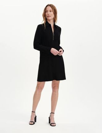 Finery Enriko Zip Front Short Dress in Black at Nordstrom, Size 20