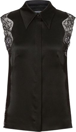 Alberta Ferretti floral-lace sleeveless shirt - women - Silk/Acetate - 46 - Black