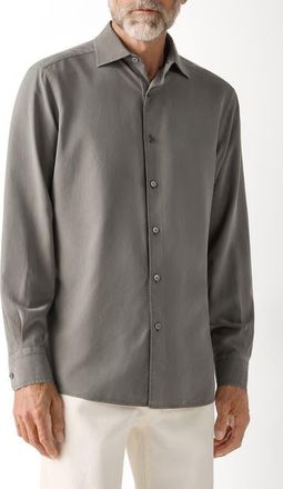 Ermenegildo Zegna Silk Shirt in Dark Taupe at Nordstrom, Size Xx-Large