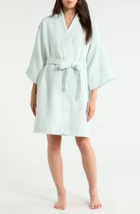 Nordstrom Womens Everyday Waffle Robe in Teal Chalk at Nordstrom, Size X-Small