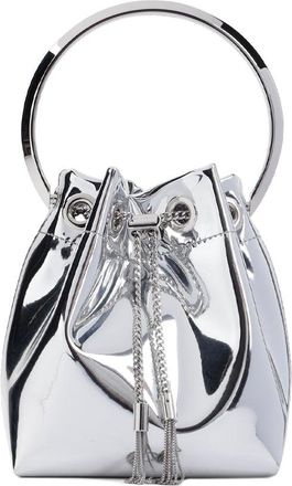 Jimmy Choo London Silver Textile Bon Bon Handbag-Donna