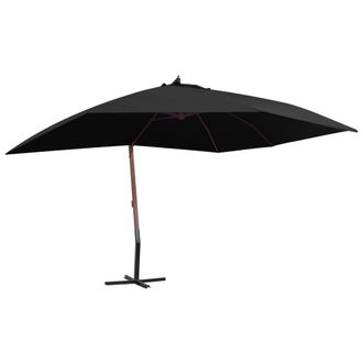 Berkfield Home Hanging Parasol with Wooden Pole 400x300 cm Black