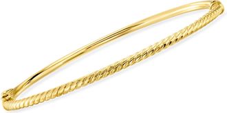 Ross-Simons Italian 10kt Yellow Gold Ribbed Bangle Bracelet