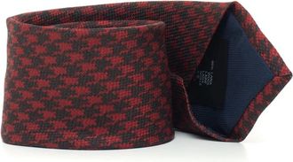 Corneliani Hondentand Ontwerp Wol Zijde Stropdas - Heren - Stropdassen - Rood - ONE Size - Wol - Accessoires