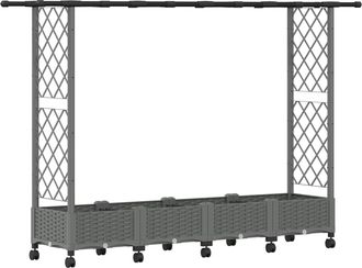 vidaXL Cama Elevada Con Trellis Y Techo Gris Claro 203 X 40 X 127 Cm Vidaxl