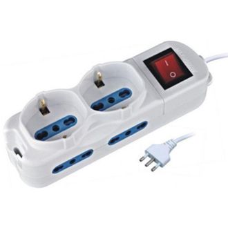 Trade Shop Trade Shop - Electrical Multipres 6 Posties Con Interruttor Y Cavo 4 Italian Spine + 2 Shuko