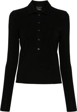 Pinko Stijlvolle Zwarte T-shirts en Polos - Dames - Polos - Zwart - L - Tops