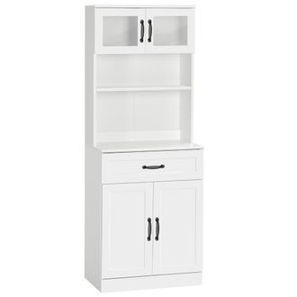 HOMCOM Alacena De Cocina Mueble Buffet De Cocina Con 4 Puertas Caj&oacute;n Y Estantes Ajustables Para Sal&oacute;n Comedor 60x38x161 Cm Blanco - Homcom