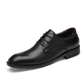 Generic Dress Oxford for Men Lace Up Round Toe Derby Shoes Cowhide Anti-Slip Rubber Sole Block Heel Low Top Slip Resistant Wedding(Black,8.5 UK)
