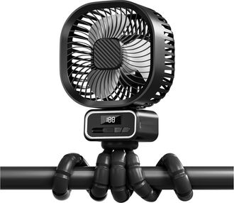 OEM Ventilador Port&aacute;til Para Cochecito, 5000 Mah, Recargable, 3 Velocidades, Rotaci&oacute;n De 270&deg;, Silencioso, Usb, Con Soporte Extra&iacute;ble Y Led, Apto Para Coc