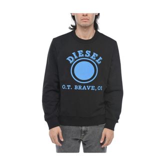 Diesel Sweatshirts, male, Black, XL, Stylish Logo Print Crewneck Sweatshirt