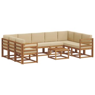 vidaXL Conjunto De Sof&aacute;s De Exterior Con Coj&iacute;n 10 Pcs Natural Y Beige Vidaxl