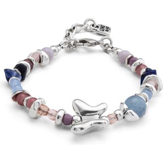 UNOde50 Sterling silver-plated beaded bracelet with multicolor handmade crystals at Nordstrom, Size Medium