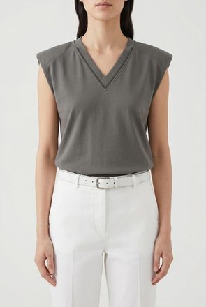 Brunello Cucinelli Dark Grey Sleeveless Shirt, Size Medium