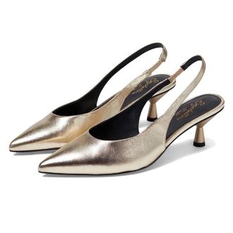 Seychelles Womens Seychelles Brooklyn Pumps Gold Metallic Leather Slingback HTAT500