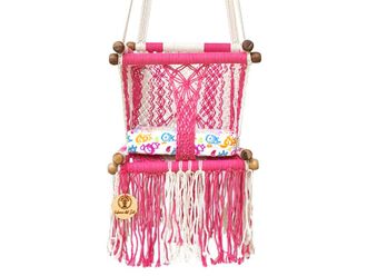 Hamac del sol Hamaca para bebé de macramé rosa y blanco