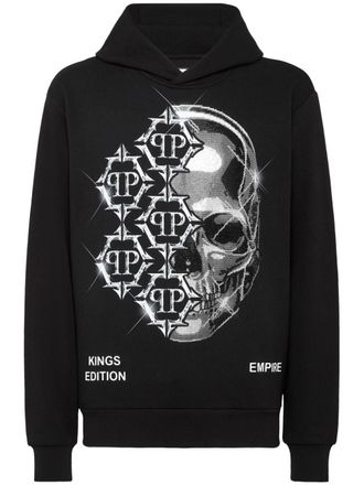 Philipp Plein logo-print cotton-blend hoodie - Black