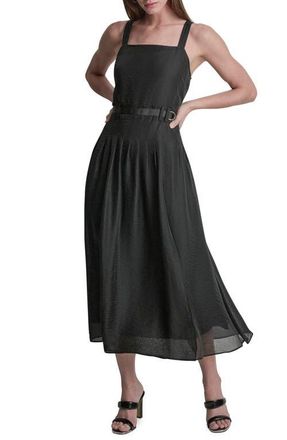 DKNY Belted Pleated Midi Dress in Navy at Nordstrom, Size Xx-Small