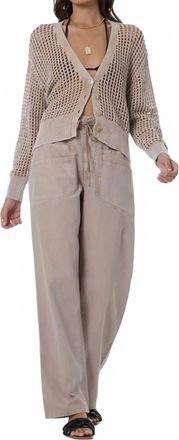 Young Fabulous & Broke Bradshaw Crochet Cardigan In Sandstone Mineral