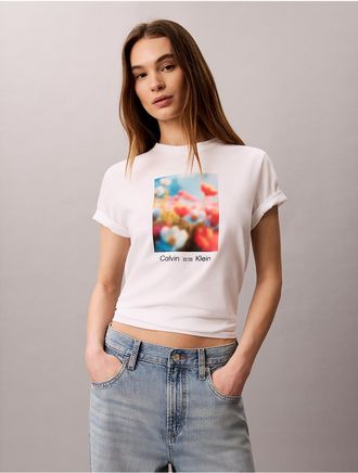 Calvin Klein Jeans Calvin Klein Womens Flower Graphic Classic T-Shirt - White - XL