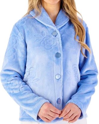 Slenderella Winter Rose Long Sleeve Buttoned Bed Jacket (12/14, blue)