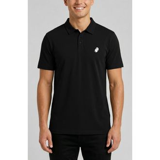 Dalix Ghost Midweight Short Sleeve Polo Shirt in Black at Nordstrom, Size Xx-Large